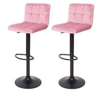 2x Tabouret de bar HWC-G87 velours rose pied noir