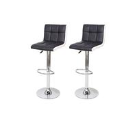 Mendler Tabouret de bar HWC-G87 – Similicuir Noir/Blanc, Pied chromé, Réglable – Lot de 2