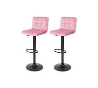 2x Tabouret de bar HWC-G87, chaise bar/comptoir, réglable en hauteur velours rose, pied noir
