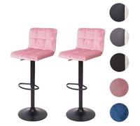 2x Tabouret de bar MENDLER HWC-G87 velours rose pied noir Rose G