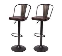 2x Tabouret de bar HWC-H10a industriel vintage noir marron