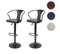 2x Tabouret de bar HWC-H10b,réglable en hauteur,avec accoudoirs,pivotant,design industriel vintage noir-gris
