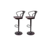 2x Tabouret De Bar Hwc-H10b,Réglable En Hauteur,Avec Accoudoirs,Pivotant,Style Industriel Vintage Noir-Marron Multicolore