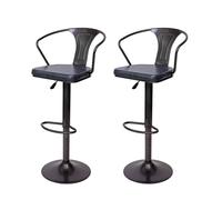2x Tabouret De Bar Hwc-H10b,Réglable En Hauteur,Avec Accoudoirs,Pivotant,Design Industriel Vintage Noir-Gris Multicolore