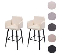2x Tabouret de bar HWC-H93 similicuir crème beige