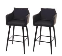 2x Tabouret de bar HWC-H93, tabouret de comptoir, repose-pieds métal similicuir noir