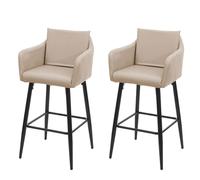 2x Tabouret de bar HWC-H93, tabouret de comptoir, repose-pieds métal similicuir taupe