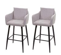 2x Tabouret De Bar Hwc-H93, Tabouret De Comptoir, Repose-Pieds Métal Tissu/Textile Gris Clair Multicolore