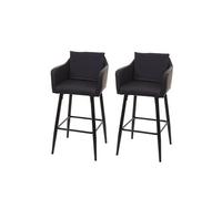 lot de 2 tabourets de bar HWC-H93, chaise de bar tabouret de comptoir, repose-pieds métal ~ similicuir noir