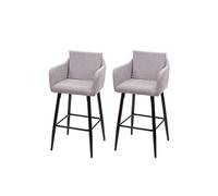 2x Tabouret de bar HWC-H93, tabouret de comptoir, repose-pieds métal tissu/textile gris clair