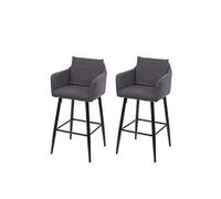 2x Tabouret de bar MENDLER HWC-H93 tissu textile gris foncé Gris G