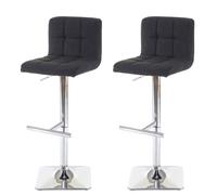 2x tabouret de bar Kavala, chaise bar/comptoir, avec dossier tissu gris foncé, pied en acier chromé