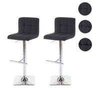 2x tabouret de bar Kavala tissu gris foncé pied acier chromé