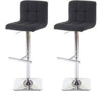 2x tabouret de bar Kavala, chaise bar/comptoir, avec dossier tissu gris foncé, pied en acier chromé