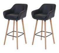 2x tabouret de bar Malmö T381, chaise bar/comptoir avec dossier similicuir, noir Noir G