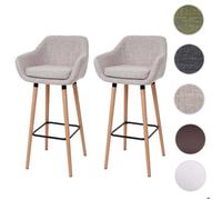 Mendler Tabouret de bar Malmö T381 – lot de 2 – tissu crème/gris