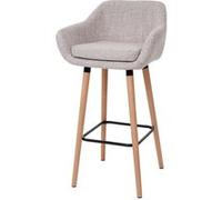 2x Tabouret De Bar Malmö T381, Chaise Bar/Comptoir Tissu, Crème Gris Multicolore