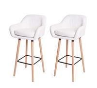 2x Tabouret de bar Malmö T381, chaise de bar tabouret de comptoir simili cuir, blanc