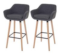 2x Tabouret De Bar Malmö T381 Tissu, Gris Multicolore