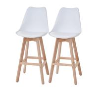 MCW 2x tabouret de bar Malmö T501 similicuir blanc pieds clairs