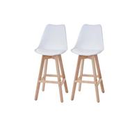 2x tabouret de bar Malmö T501 similicuir blanc pieds clairs