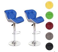 2x Tabouret de bar MCW-A92 similicuir bleu