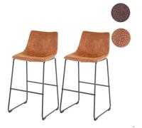 2x tabouret de bar MCW-D70 tissu vintage imitation de daim