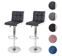2x Tabouret de bar MCW-G87 similicuir noir blanc pied chromé