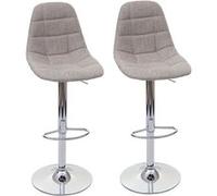 Mendler Tabouret de bar HWC-A67 – Gris crème, textile – 2x