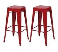 2x tabouret de bar HWC-A73, chaise de comptoir, métal, design industriel, empilable rouge