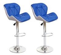 2x Tabouret de bar HWC-A92, tabouret pour comptoir, réglable en hauteur, similicuir - bleu