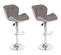 2x Tabouret de bar HWC-A92, tabouret pour comptoir, réglable en hauteur, similicuir - couleur taupe