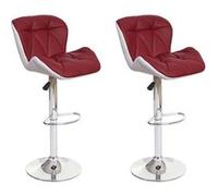 Mendler Tabouret de bar HWC-A92 pour comptoir, réglable en hauteur, similicuir bordeaux (2x)