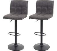 2x Tabouret De Bar Hwc-B13, Tabouret De Bar De Comptoir, Simili Daim Vintage Gris Foncé Multicolore