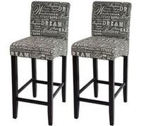 2x tabouret de bar HWC-C33, chaise bar écriture, gris, pieds foncés, tissu