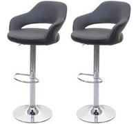 2x tabouret de bar MENDLER HWC-F16 similicuir gris blanc Multicolore G