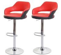Mendler 2X Tabouret de Bar HWC-F16, Tabouret pivotant, avec Dossier Simili Cuir - Rouge-Noir