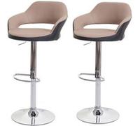 Mendler 2X Tabouret de Bar HWC-F16, Tabouret pivotant, avec Dossier Simili Cuir - Taupe-Noir
