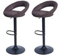 2x Tabouret De Bar Hwc-F46, Chaise De Comptoir, Monture Noire Imitation De Daim, Vintage Marron Foncé Multicolore