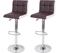 2x Tabouret De Bar Hwc-G87, Chaise Bar/Comptoir, Réglable En Hauteur Similicuir Marron-Blanc, Pied Chromé Multicolore