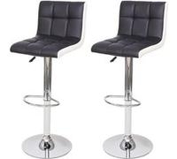 2x Tabouret de bar MENDLER HWC-G87 similicuir noir blanc pied chromé Noir G