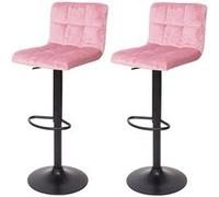 2x Tabouret De Bar Hwc-G87, Chaise Bar/Comptoir, Réglable En Hauteur Velours Rose, Pied Noir Multicolore