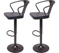 2x Tabouret de bar HWC-H10b,réglable en hauteur,avec accoudoirs,pivotant,design industriel vintage noir-gris