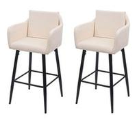 2x Tabouret de bar HWC-H93, tabouret de comptoir, repose-pieds métal ~ similicuir crème-beige