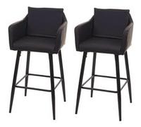 2x Tabouret de bar HWC-H93, tabouret de comptoir, repose-pieds métal similicuir noir