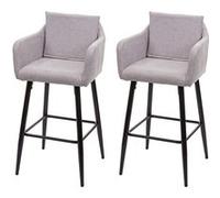 2x Tabouret de bar MENDLER HWC-H93 tissu textile gris clair Gris G