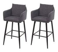 2x Tabouret de bar MENDLER HWC-H93 tissu textile gris foncé Gris G