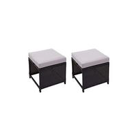 2x tabouret en polyrotin HWC-G16, siège, gastronomie noir, coussin gris clair