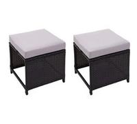 2x Tabouret En Polyrotin Hwc-G16, Tabouret De Jardin, Siège, Gastronomie Noir, Coussin Gris Clair Noir