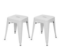 2x Tabouret Hwc-A73, Métal, Style Industriel, Empilable Blanc Multicolore